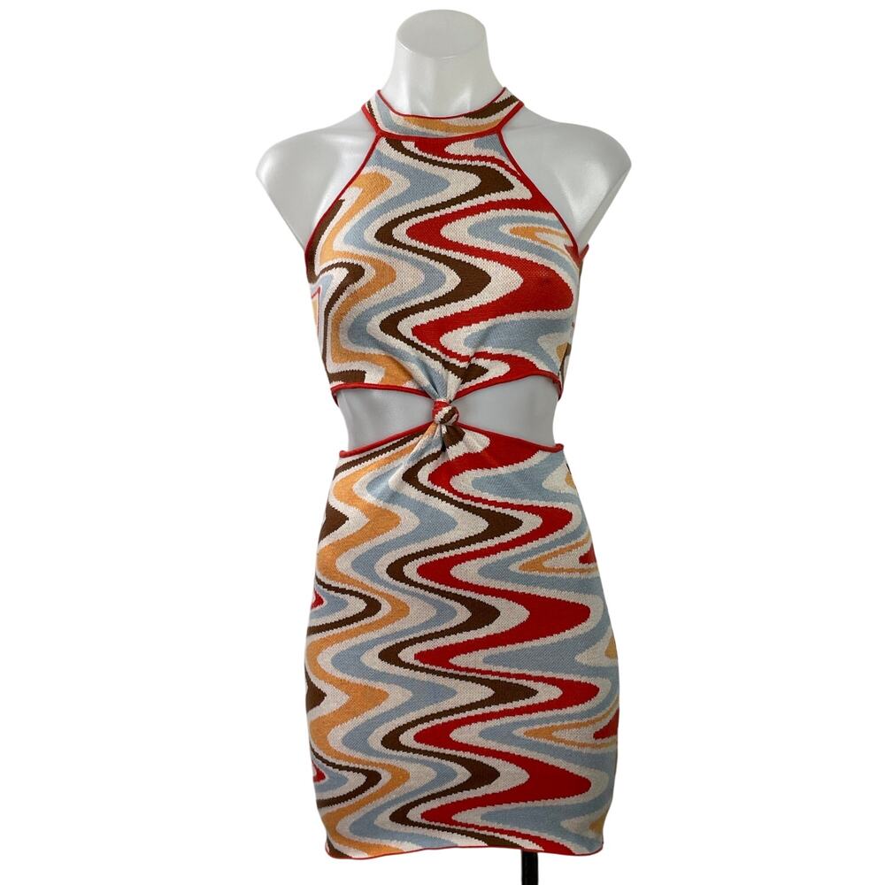 Princess Polly Savana Multicolor Sleeveless Halter Cutouts Halter Mini Sz XS/S